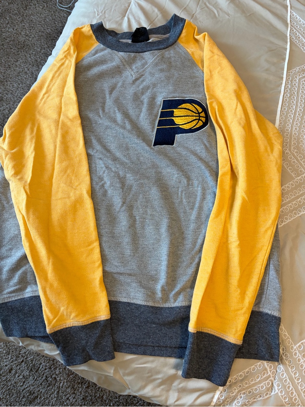Gray & Yellow Women's Raglan Sweatshirt with Patch Logo